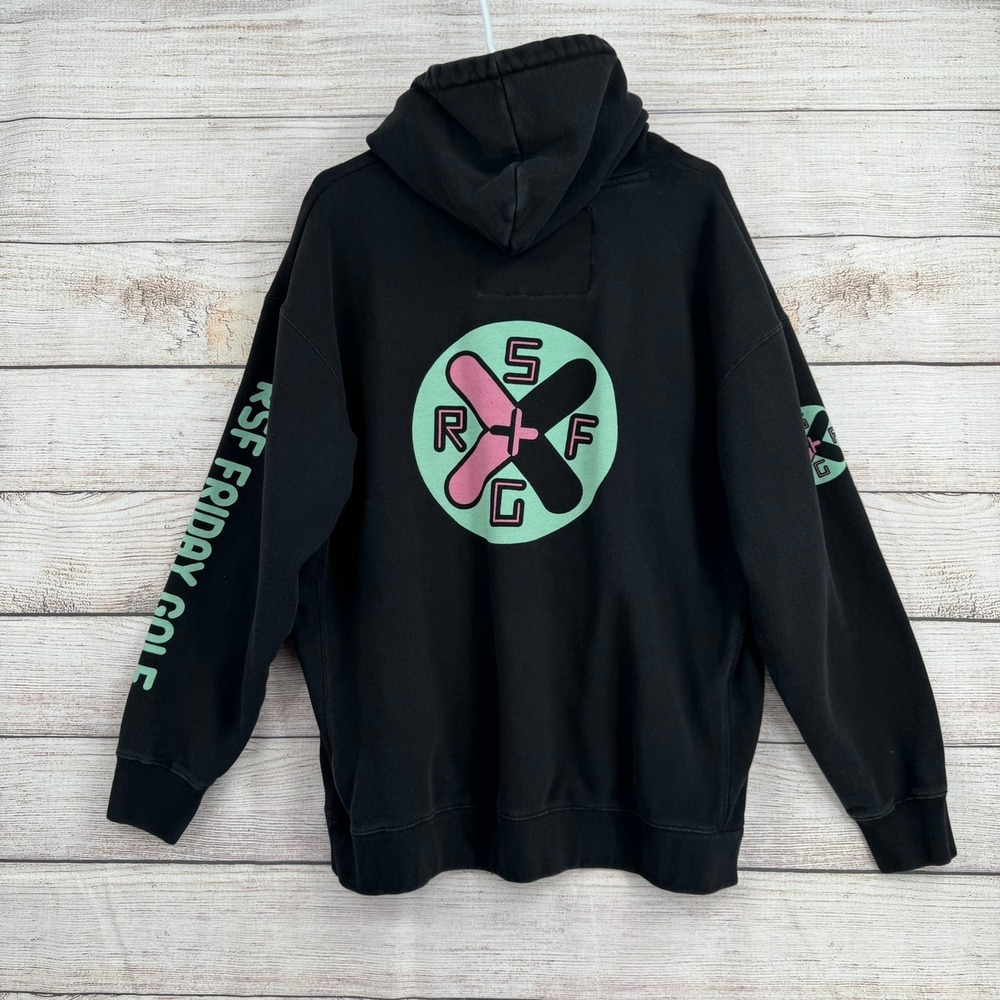 Poler‎ Hoodie Mens XL Black RSF Friday Golf Graphic Sleeve Print Pullover